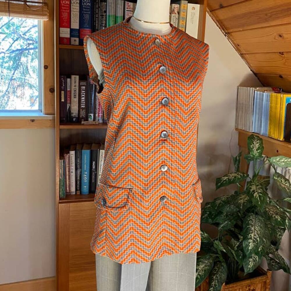 Vintage 1970s Vest Orange - Picture 4 of 12